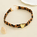 Leopard print love necklace wholesale european and american cross-border niche trendy jewelry hip-hop style star heart choker necklace