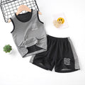 Kids' summer outfit: boys' tank top set, quick-dry athletic mesh, big kids' sleeveless, baby summer two-piece set for girls