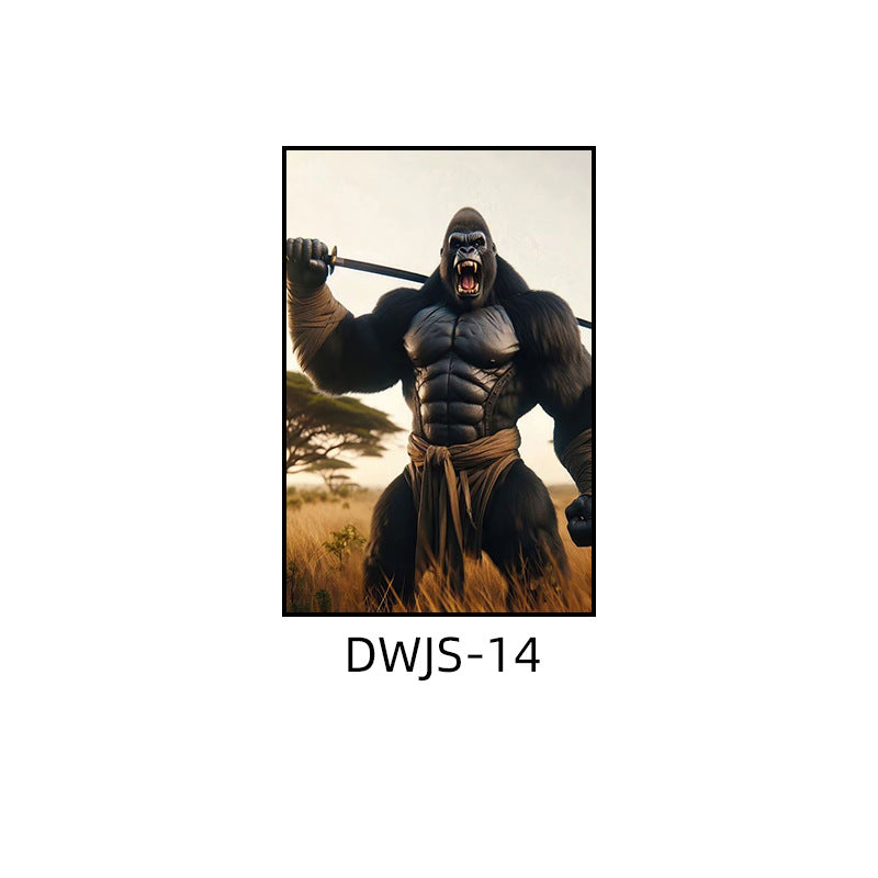 Gym decorative painting industrial style boxing hall hanging painting taekwondo martial arts hall fighting creative animal cartoon mural