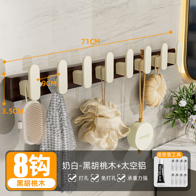 Walnut wood hook - no drilling required, over-the-door coat and hat hook, wall-mounted fixed clothes hook, entryway coat rack