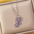 [copper inlaid with zirconium] cross-border popular diamond-filled titanium steel flower necklace for women, high-end, accessible luxury fashion clavicle chain jewelry