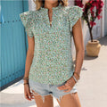 European and american export cross-border   summer new arrival: elegant and versatile floral short-sleeve top, women's round neck blouse