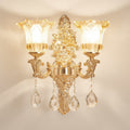 European crystal wall lamp - bedroom bedside, living room, hallway, aisle - single/double head candle decorative wall led sconce