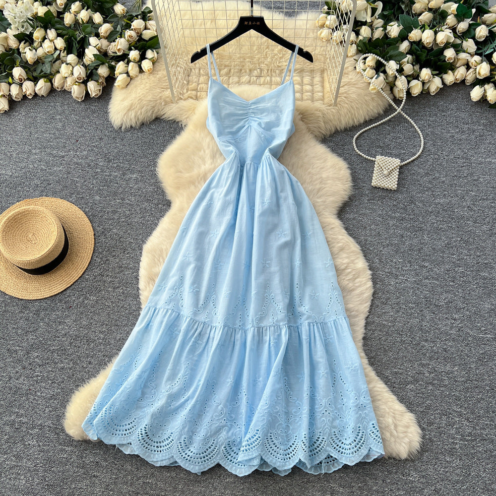 Pure desire french suspender dress for women summer waist slimming lookelegantclassy long skirt holiday style