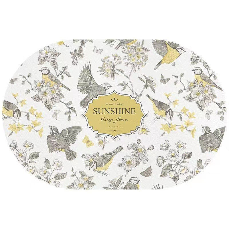 American retro floral diatomite mat - non-slip bathroom mat, absorbent & quick-drying entrance mat for bathroom and doorway