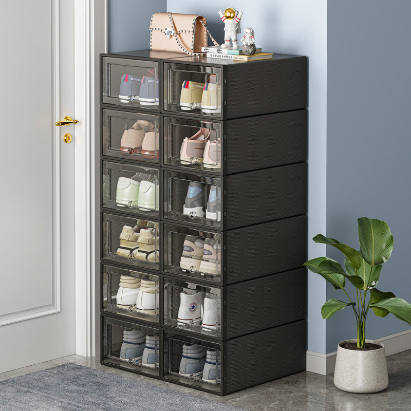 Folding shoe box household door shoe rack shoe storage box drawer type transparent shoe cabinet storage box saves space