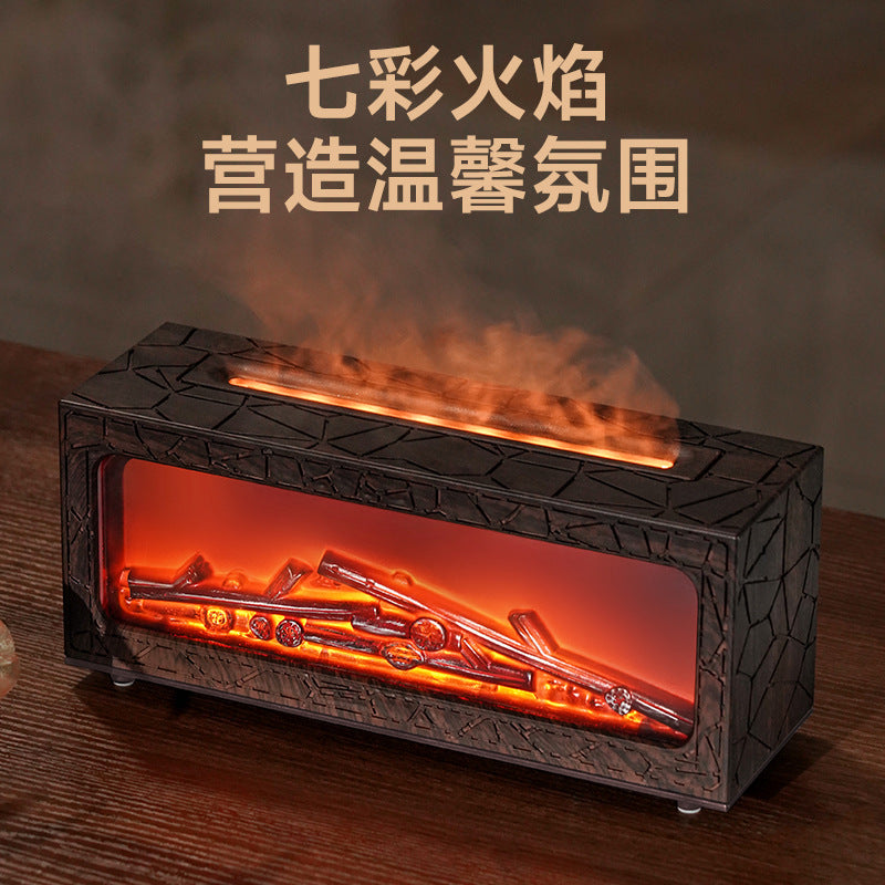 2025 new artificial fireplace aroma diffuser, flame humidifier, automatic scent sprayer, home indoor bedroom ambient light