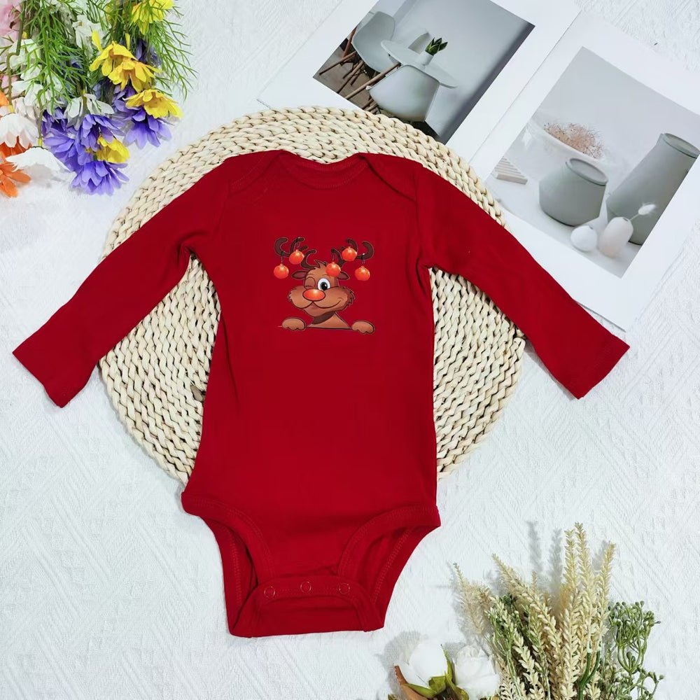 Original overstock: european & american style christmas romper for infants & toddlers - unisex, newborn, 100% cotton, one-piece crawling suit