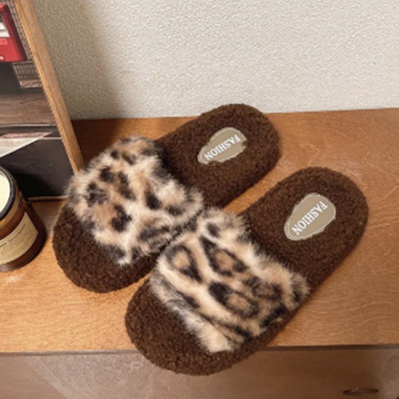 Thick sole furry slippers for women outwear2025 autumn winternew arrival lamb furry internet celebrity home one-line cotton slippers