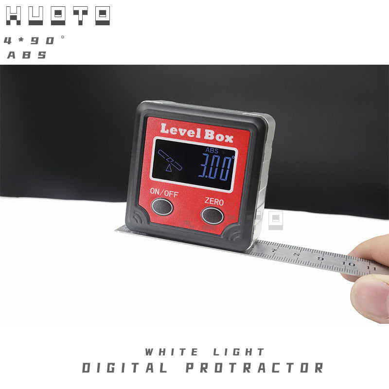 HUOTO 4 * 90 degrees, LCD screen digital display tilt box, digital display angle meter slope meter angle ruler