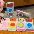 Suitable for apple 17 macaron contrast color large window rotating stand simple iphone18promax mobile phone case 16
