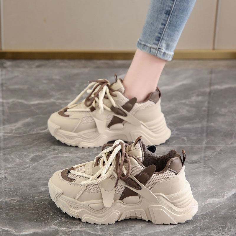 Internet celebrities step on shit dad shoes women summer mesh breathable 2024 new heightening thick sole casual tide sports shoes women