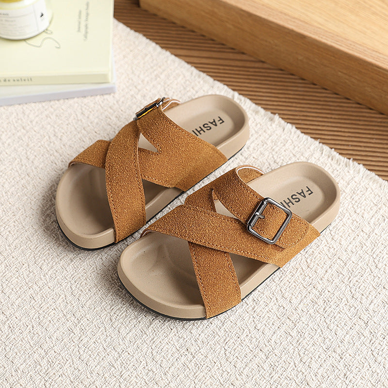 Birkenstock boys' cork sandals - new summer casual style for kids, indoor/outdoor flip-flops for older children