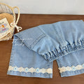 New girls' cropped blue button-front denim shorts: stylish, high-quality, trendy summer casual wear for baby girls