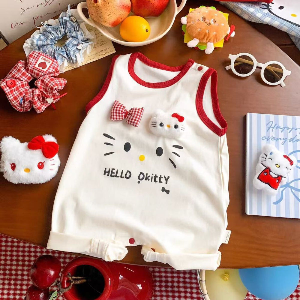 Summer lightweight full month bodysuit baby clothes cute boy baby hundred days sleeveless summer outing crawling suit trendy