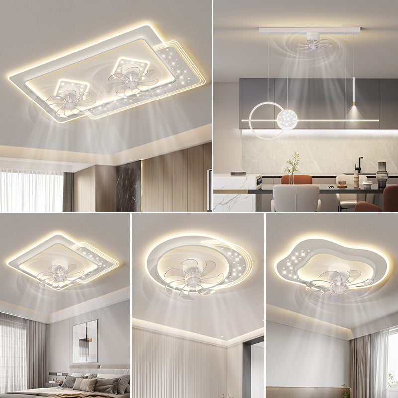 Living room fan light simple modern 2025 new creative led net red light bedroom chandelier ceiling fan lighting