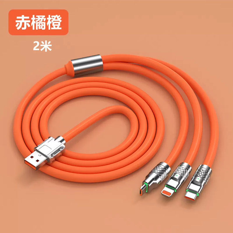 120W fast charging three-in-one fast charging data cable is suitable for Apple vivo Huawei Android flash charging mobile phone one-to-three charging