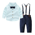 Spring/autumn new children's two-piece set: boys' long-sleeved cotton striped shirt for school