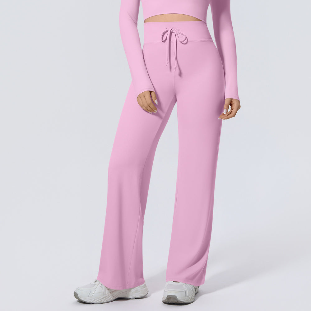New arrival cross-border double-sided nylon high waist elastic loosecasual wide-leg nine-point pants running fitness yoga bottom pants