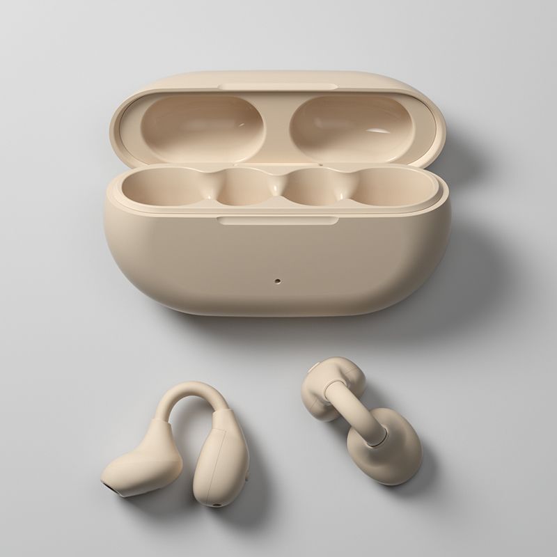 High-end open-ear bone conduction headphones, wireless bluetooth, clip-on design, non-in-ear, extra-long battery life, skin-friendly, snow white