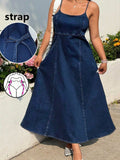 new arrivals: plus size a-line denim midi dress for , , and european & american markets