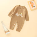 Export embroiderspring & falllove round neck infant kidsknitting one-piece pullover pure color khaki 028
