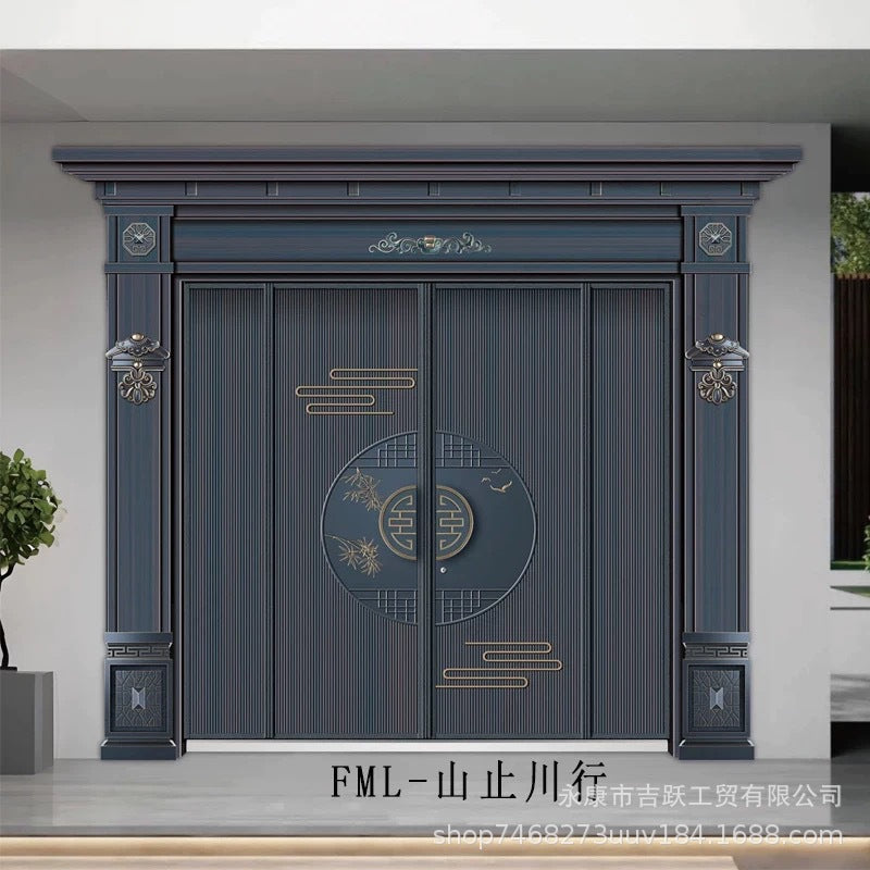 Zinc alloy villa door double door courtyard door entrance double door rural self-built house security door for home entrance door
