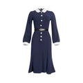 Kayaat cross-border african plus size women's clothing long sleeve slimming look high socialite doll collar dress with belt