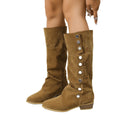 new arrival rivet pointed toe two-wear boots autum cross-border plus sizeretroexport thick heel knight boots for women