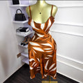 European and american cross-border fashion women's summer  new sleeveless camisole printed sexy backless elegant dress