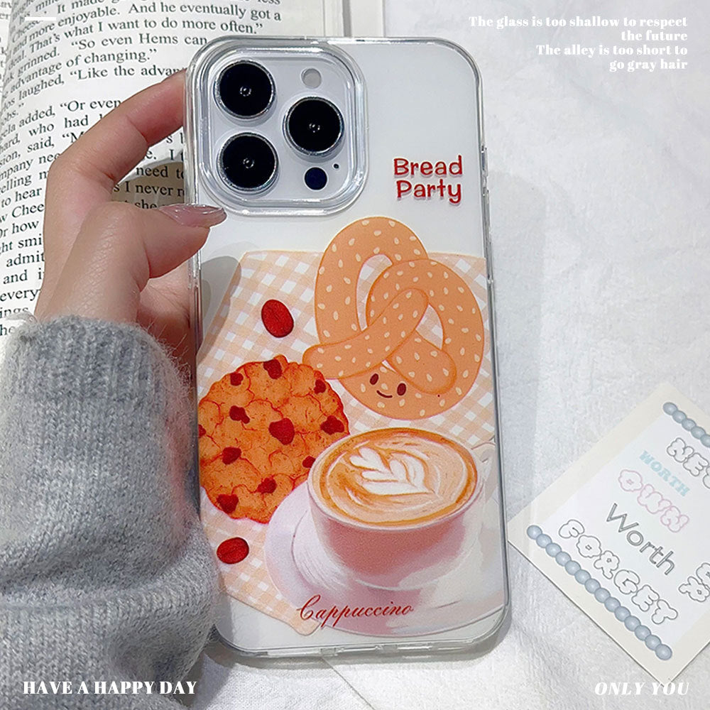 Creative cookie coffee imd phone case for apple 16 pro max - cappuccino iphone 15 protective cover