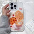 Creative cookie coffee imd phone case for apple 16 pro max - cappuccino iphone 15 protective cover
