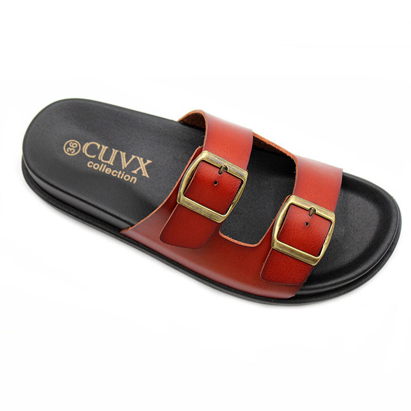 Cross-border direct sales spot thick-soled cool slippers women's fashion buckle beach shoes one-word slippers Ladies slippers