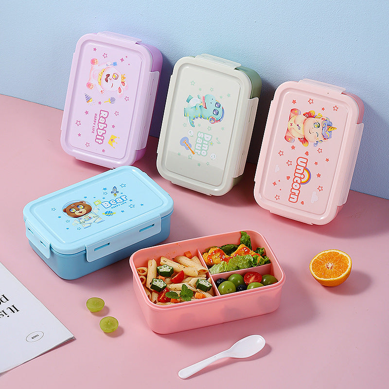 Cartoon 304 stainless steel lunch box - microwaveable, divided, leak-proof, portable student lunch container