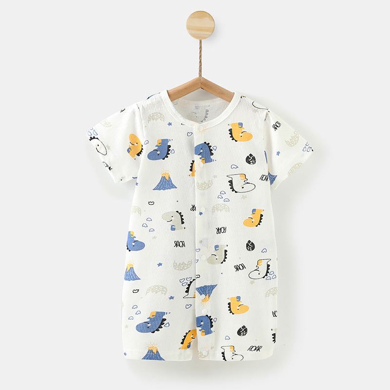 Baby pure cotton baby onesie short-sleeved kids romper summer crawler suit 0-2 years old newborn pajamas outwear suit