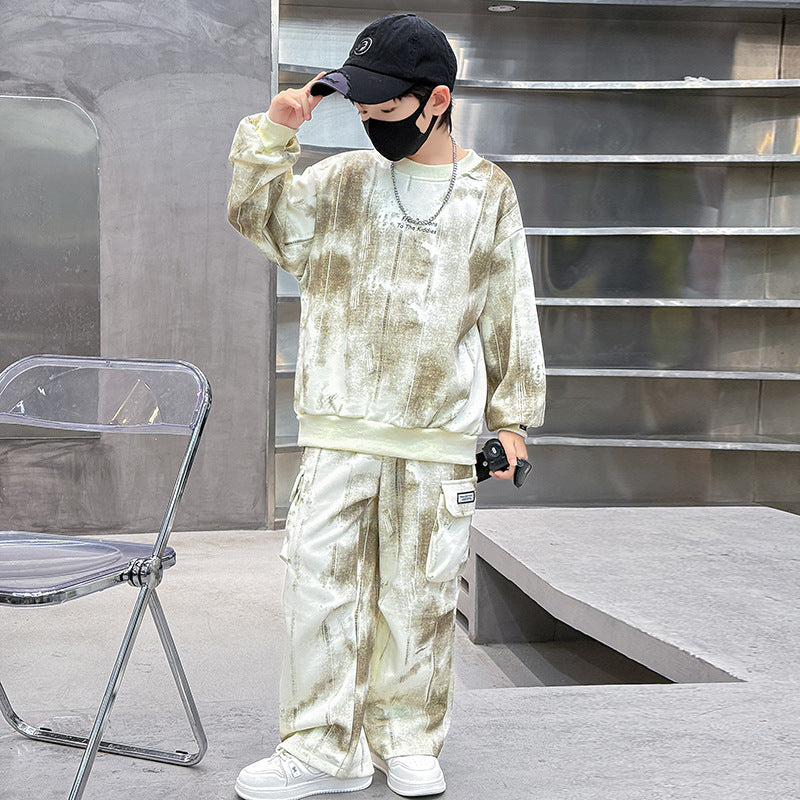 Boys' fall outfit set  new style: stylish tracksuit for older boys, autumn/spring fashionable sweatshirt for kids