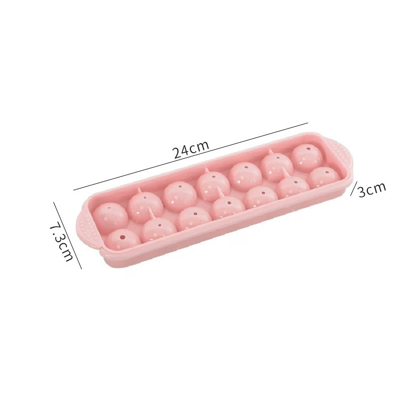 14-compartment small ice ball maker with lid, double-layer plastic ice cube tray, round heart-shaped ice mold, creative ice cube maker, ice maker