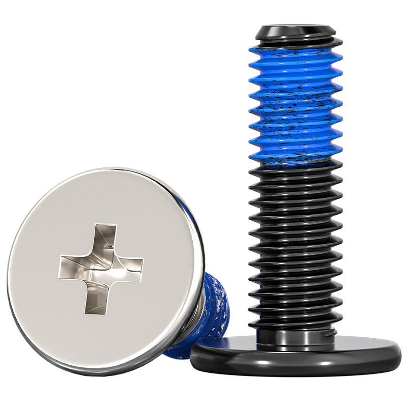 Carbon steel nickel-plated black thin head flat head cross dispensing anti-loosening and shock-proof gluing point blue glue screw