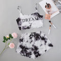 new arrivalprinting english dream suspender tops and tie-dyed shorts home wear suit pajamas wholesale