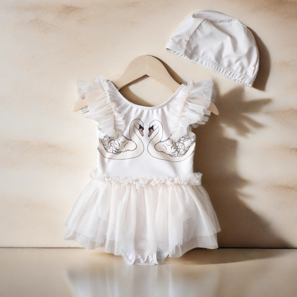 Baby girl swimsuit cute one-piece ins style fresh swimwear  new cartoon print bathing suit