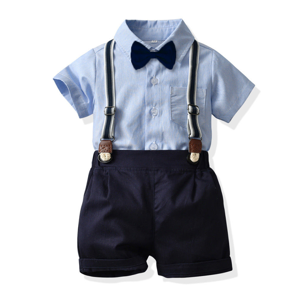 Children's clothing boys summer suit k-style new style children's summer short-sleeved western style children's clothes thin style popular trendy