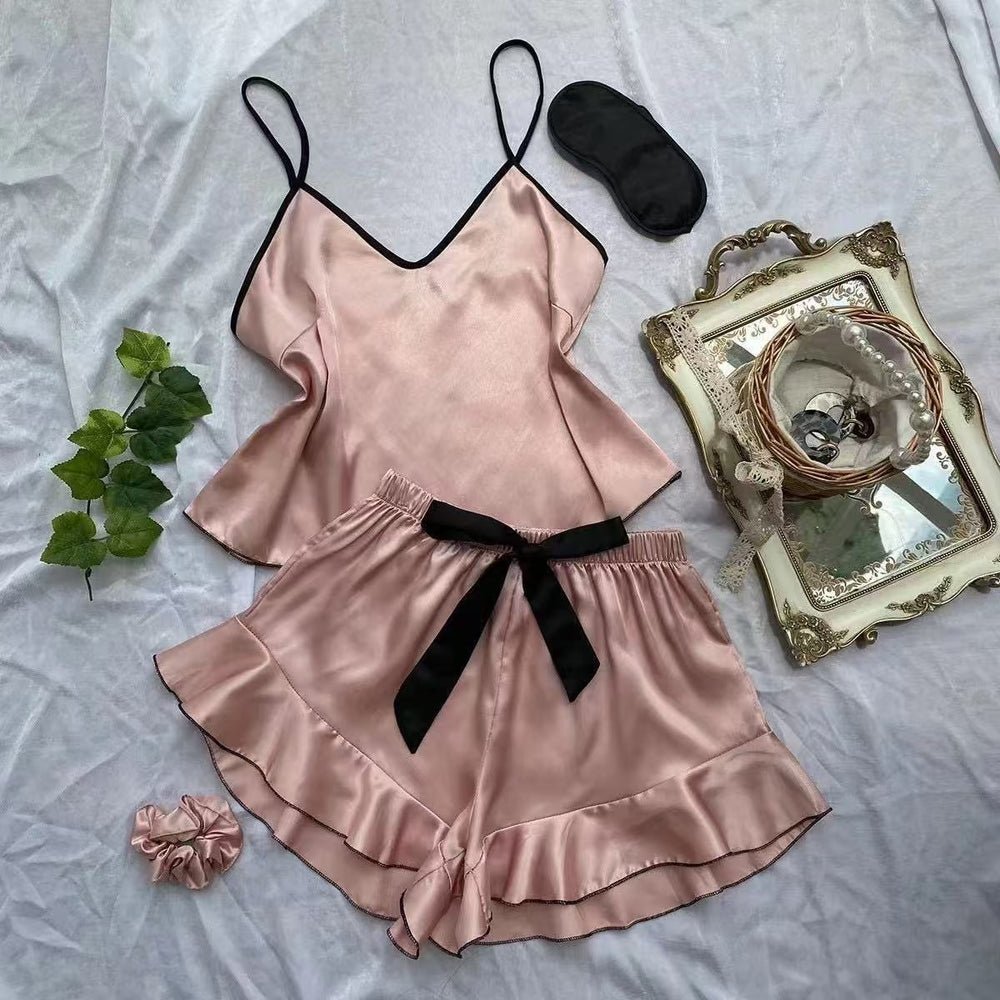 European and american style sexy lingerie pajama set - bowknot cami top and shorts - sexy new summer loungewear