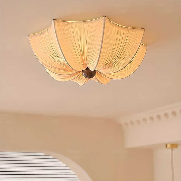 American medieval wabi-sabi wind solid wood ceiling bedroom light Japanese retro fabric dining room chandelier minimalist living room light