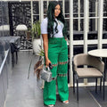 European and american style high-waisted jeans -  cross-border women's fashion  new collection - patchwork casual distressed chain detail pants