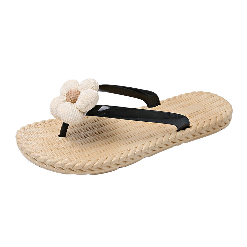 New lightweight women's flip-flops: beach-ready, odor-resistant, casual, stylish korean design with cute floral detail
