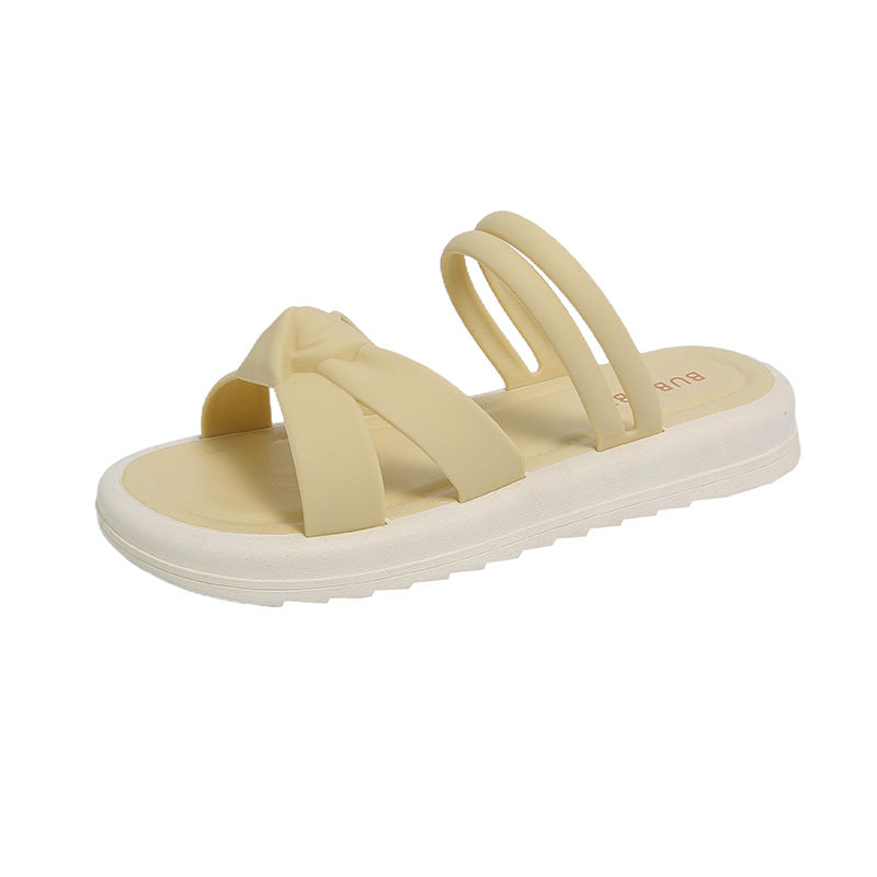 Women's summer outdoor soft sole slippers fashion new thick sole sandals easiest for match one-character sandals slippers one-pedal slippers
