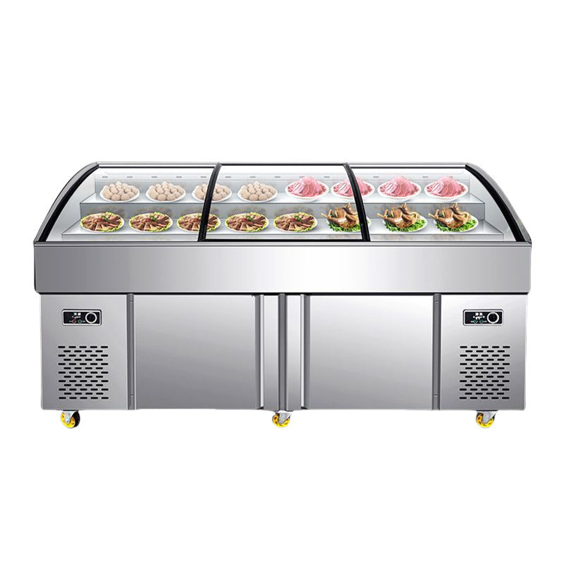 Commercial ladder ice table display cabinet seafood barbecue ordering fresh-keeping cabinet double temperature fruit picking string cabinet cold cabinet