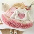 Girlsweater round neck knitting bottom shirt new arrival heartcolorfulsweetfleece-linedthickened children's sweater