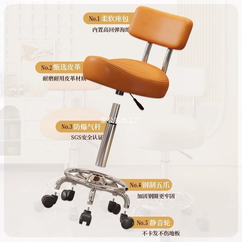 Saddle Chair Kitchen Cooking Chair Front Desk Cashier High Stool Universal Wheel Lifting Chair Beauty Barber Stool