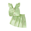 Kids clothing cross-border exclusive for european and american girls new arrival children's green flying sleeve vest + shorts children's clothing